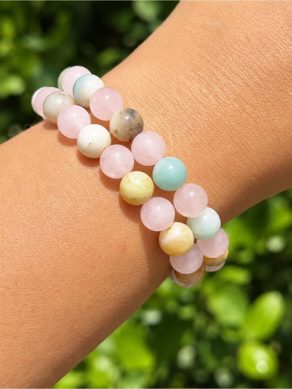 Rose Quartz Amazonite Bracelet 8mm Natural Stone Beaded Bracelet